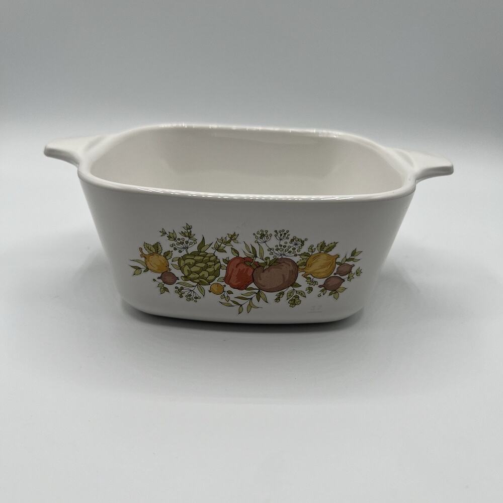 Vintage CorningWare P-43-B 2.75 Cup Casserole Dish Vegetable Pattern Spice Of